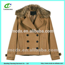 name brand style fashionable coat with fake fur